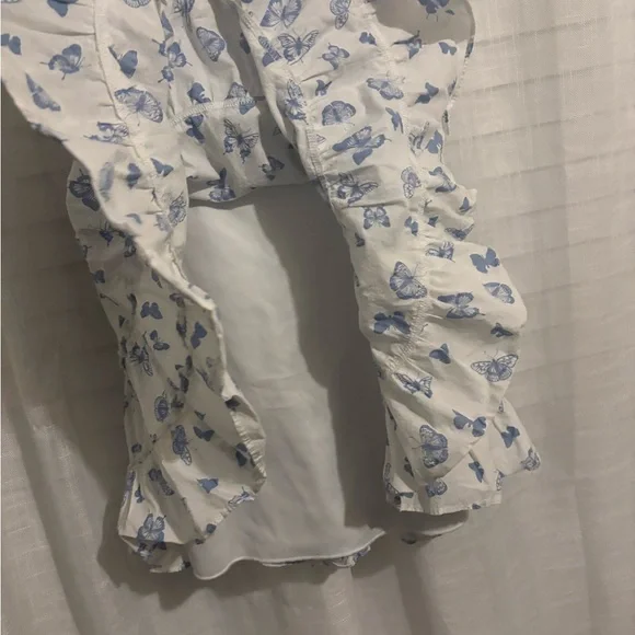 B. Smart Blue Butterfly Print Tiered Mini Dress - Picture 5 of 5